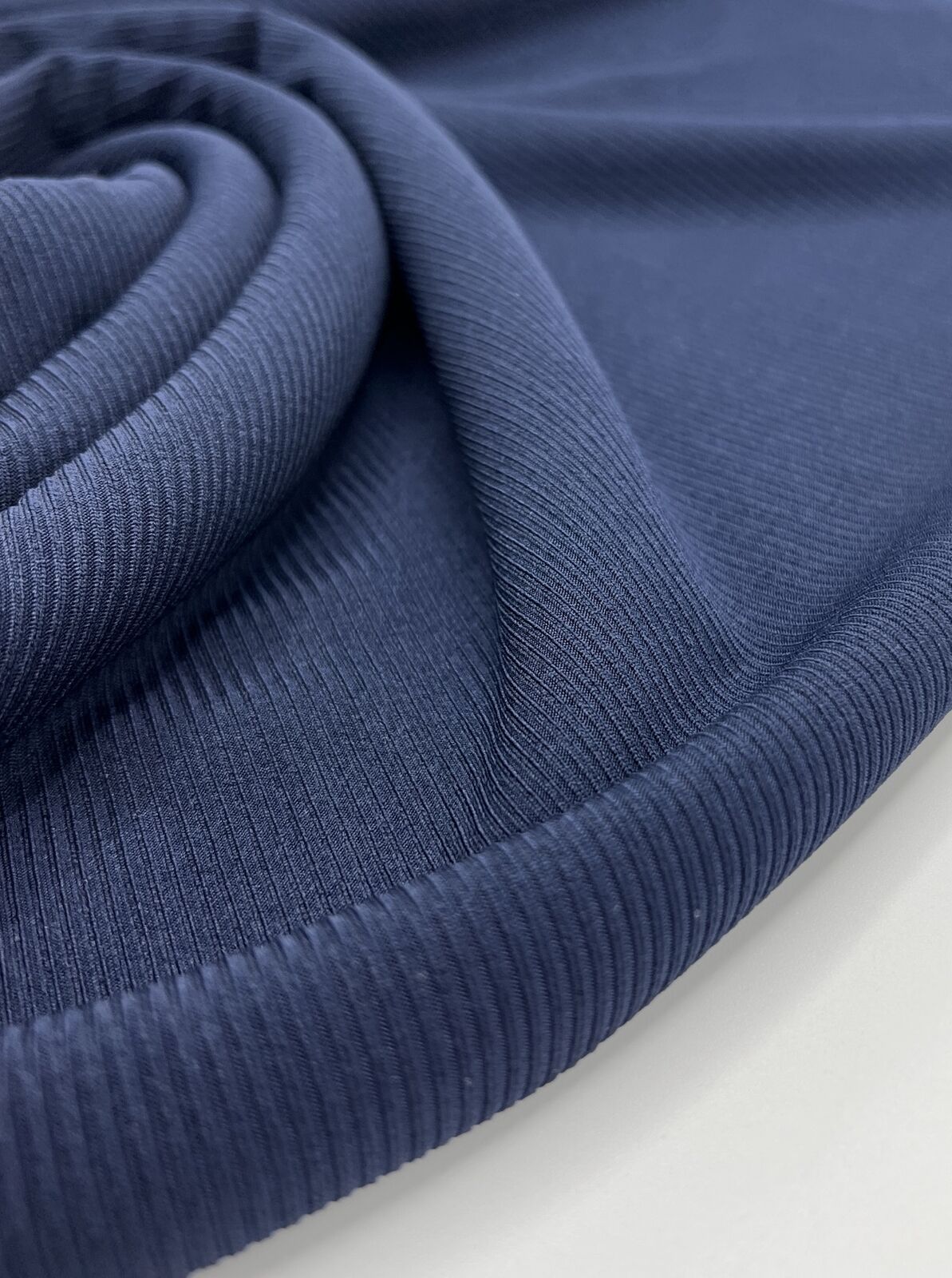 Navy 2X1 Fine Rib Stretch Fabric - T9 Fabrics