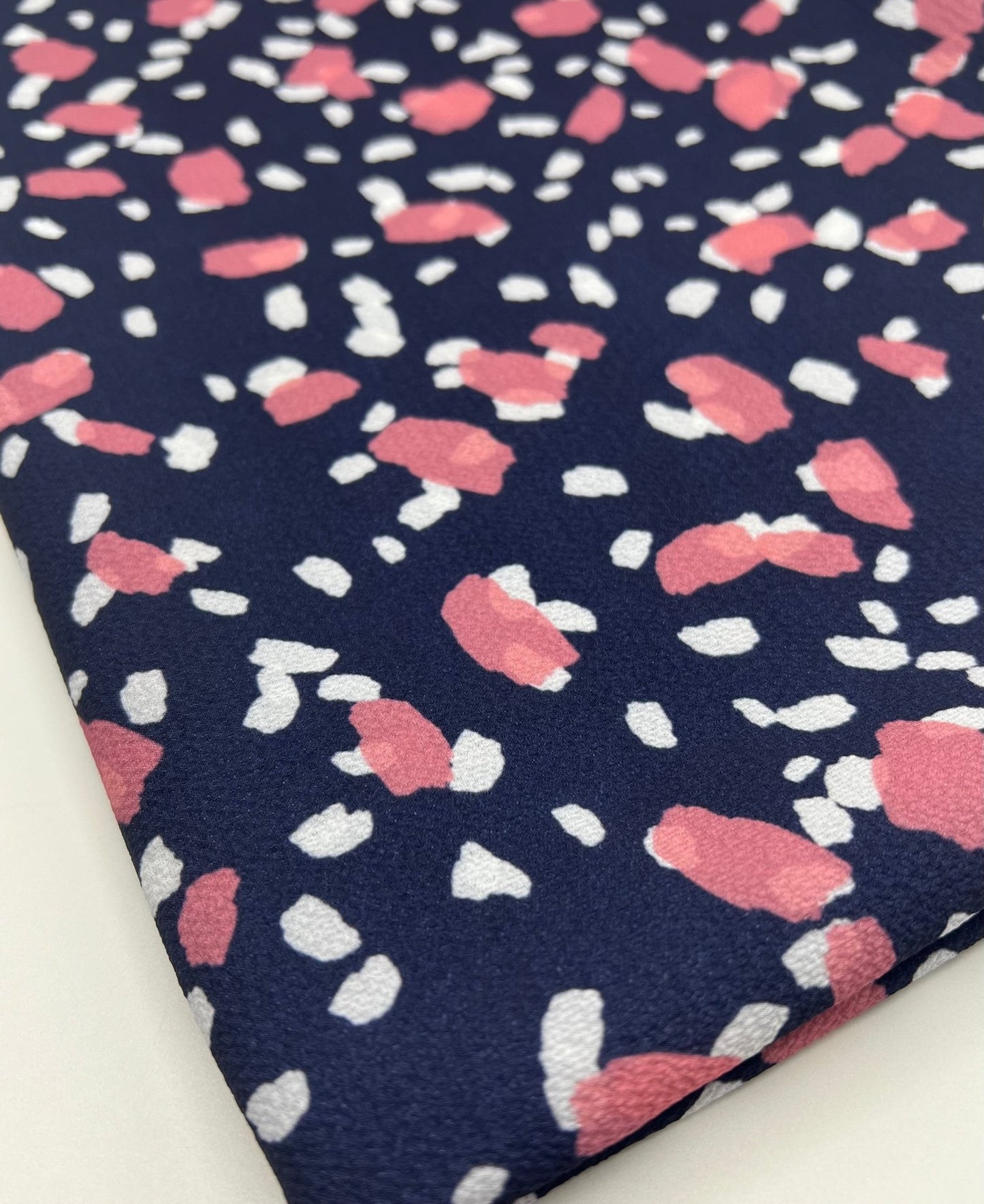 Navy Animal Print Lightweight Bubble Crepe Fabric - T9 Fabrics