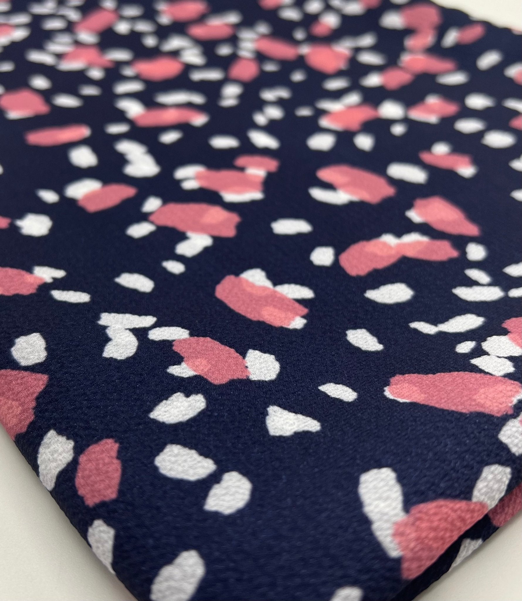 Navy Animal Print Lightweight Bubble Crepe Fabric - T9 Fabrics