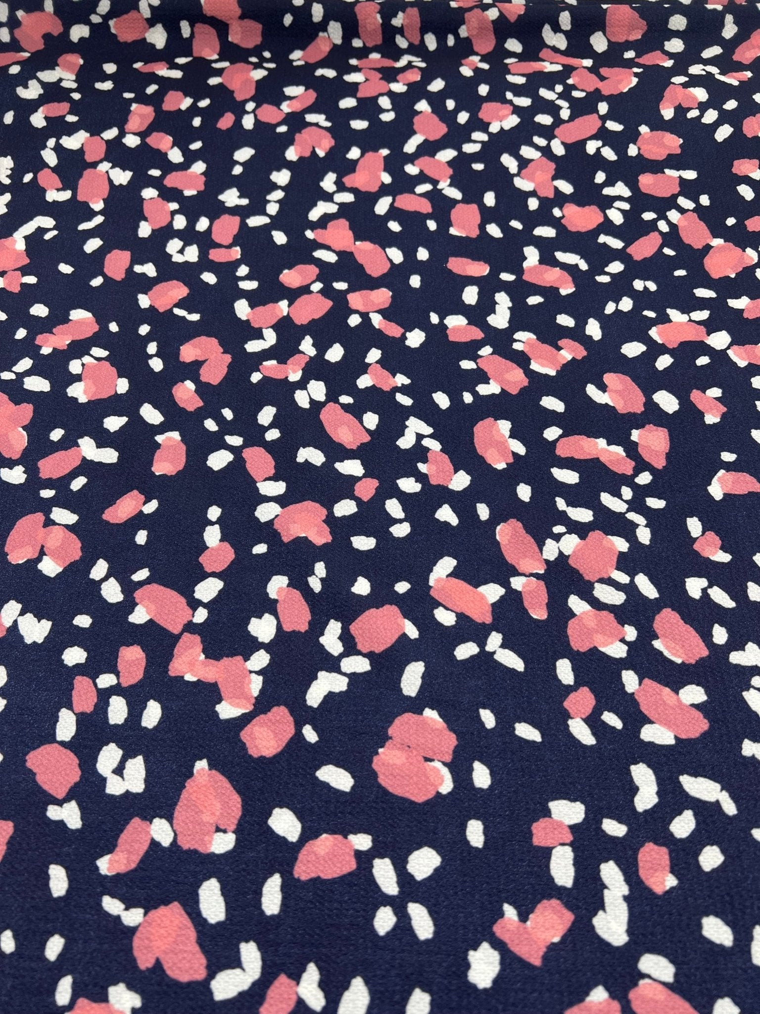 Navy Animal Print Lightweight Bubble Crepe Fabric - T9 Fabrics