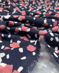 Navy Animal Print Lightweight Bubble Crepe Fabric - T9 Fabrics
