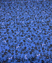 Navy Blue Ditsy Floral Print Viscose Elastane 4 Way Stretch Fabric - T9 Fabrics