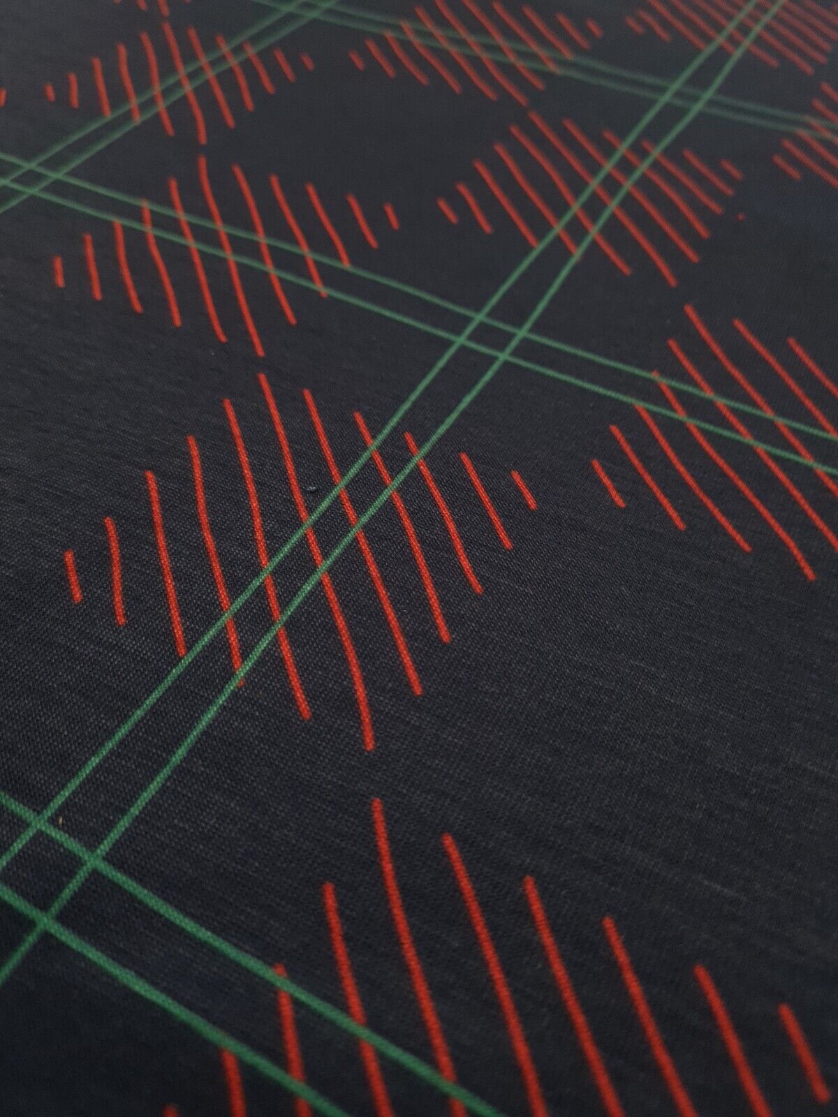 Navy Checkered Detail Print Spun Poly Stretch Fabric - T9 Fabrics