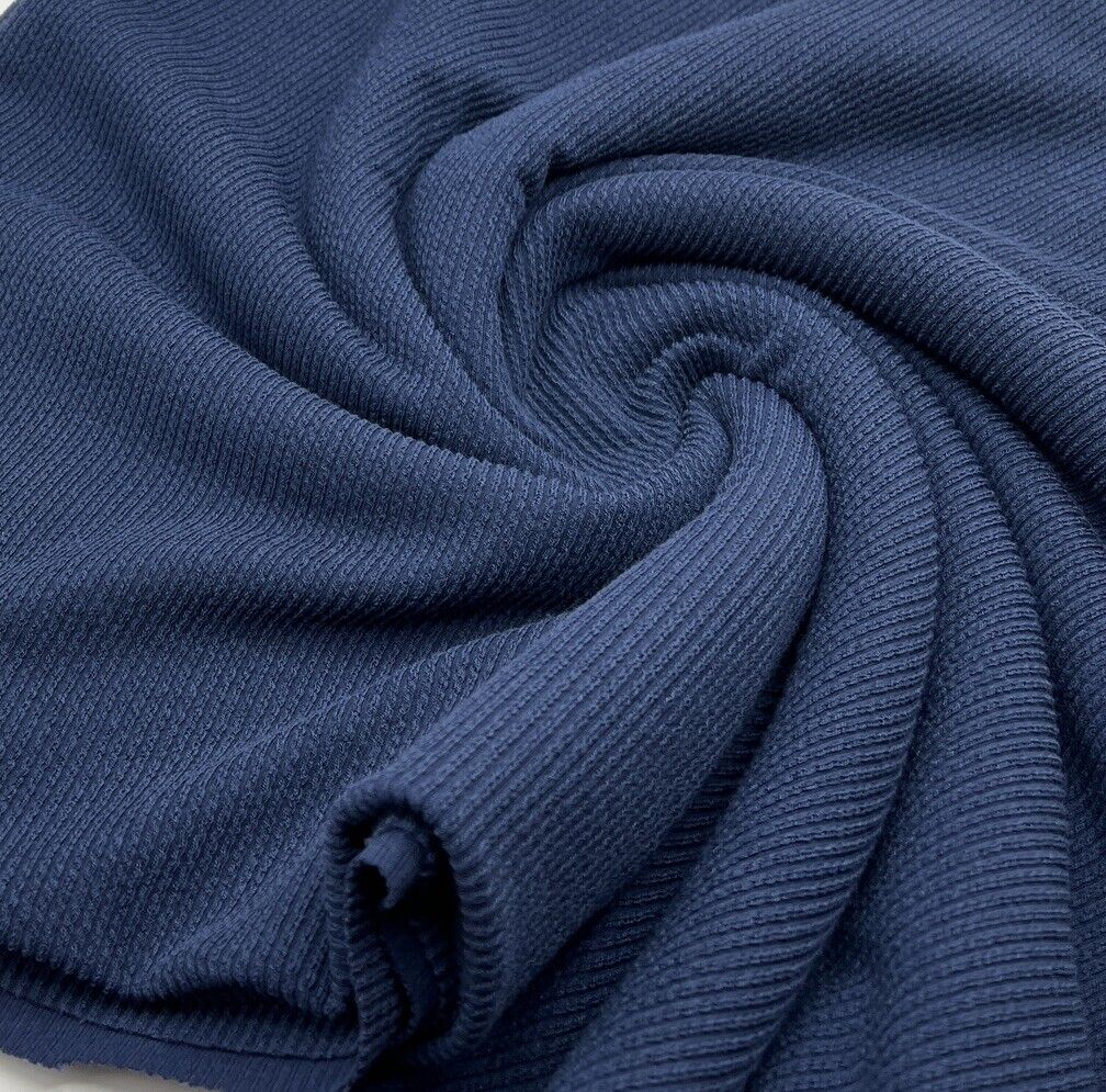 Navy Crinkle Rib Stretch Fabric - T9 Fabrics