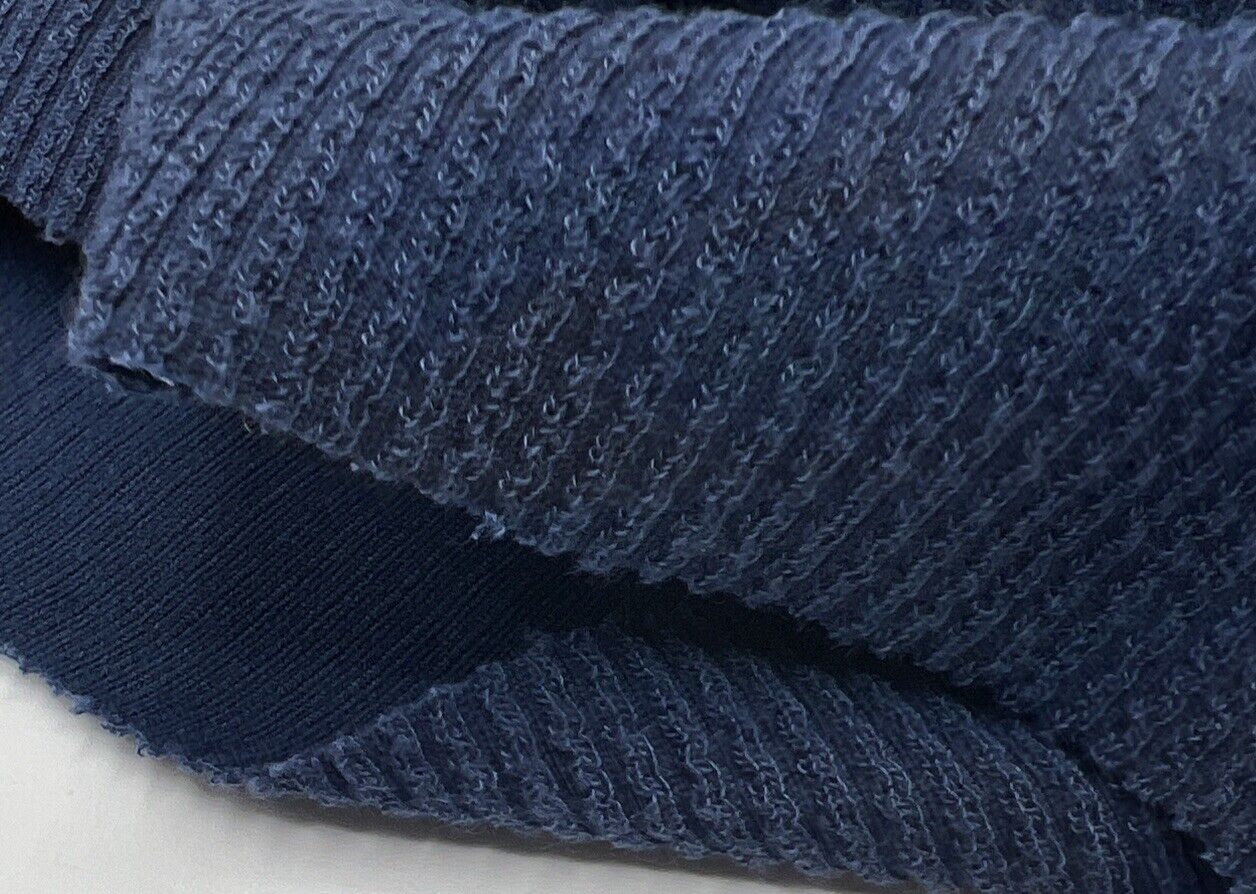 Navy Crinkle Rib Stretch Fabric - T9 Fabrics