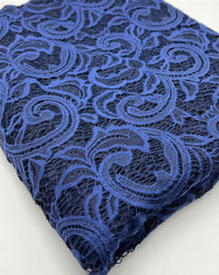 Navy Floral Lace Fabric Stretch - T9 Fabrics