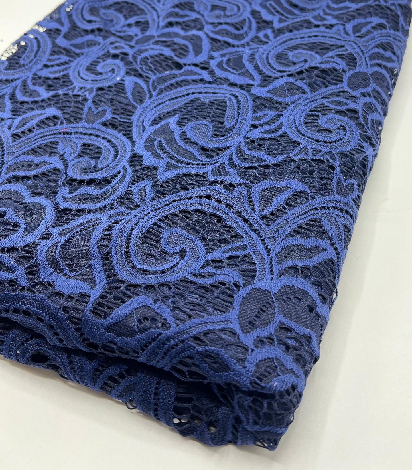 Navy Floral Lace Fabric Stretch - T9 Fabrics
