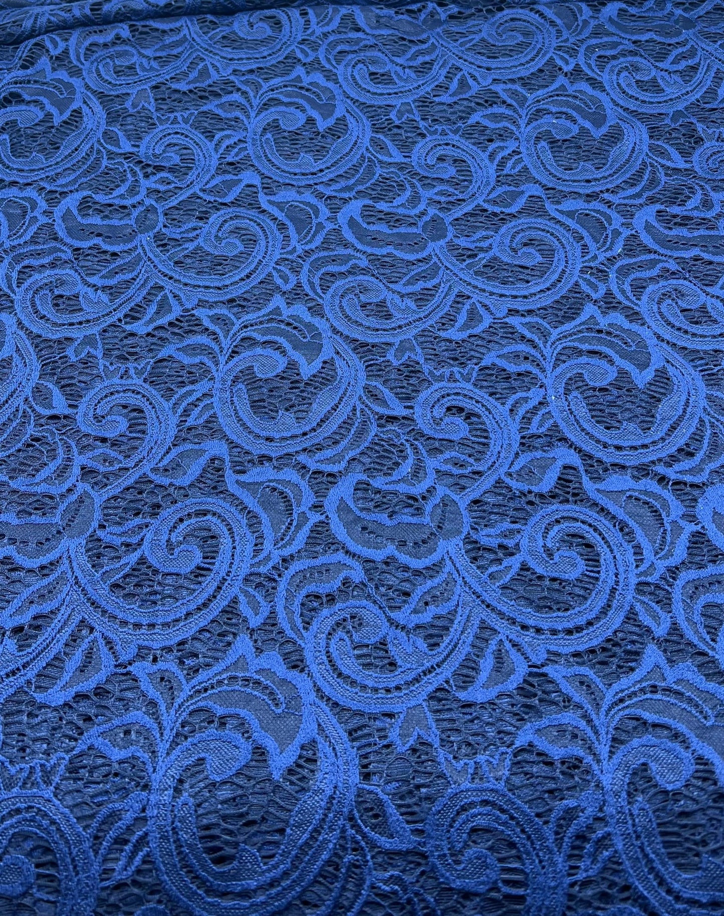 Navy Floral Lace Fabric Stretch - T9 Fabrics
