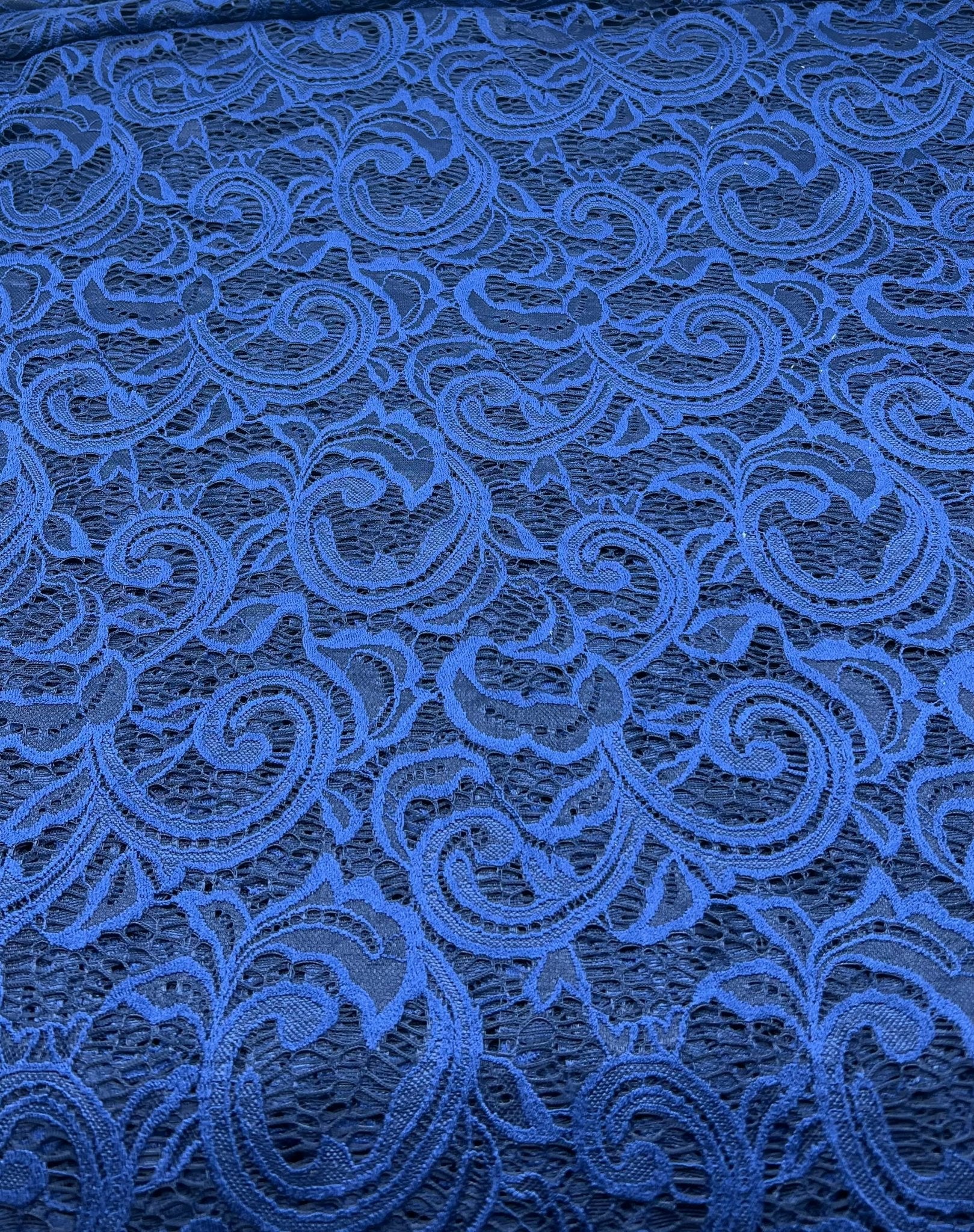 Navy Floral Lace Fabric Stretch - T9 Fabrics