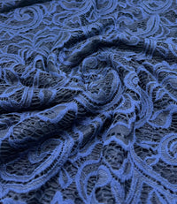 Navy Floral Lace Fabric Stretch - T9 Fabrics