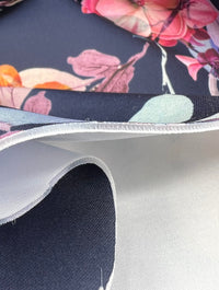 Navy Floral Scuba Foam 3D Mono Scuba Stretch Jersey Fabric Stretch - T9 Fabrics