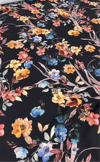 Navy Floral Scuba Foam 3D Mono Scuba Stretch Jersey Fabric Stretch - T9 Fabrics