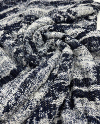 Navy Ivory Knitted Fabric - T9 Fabrics