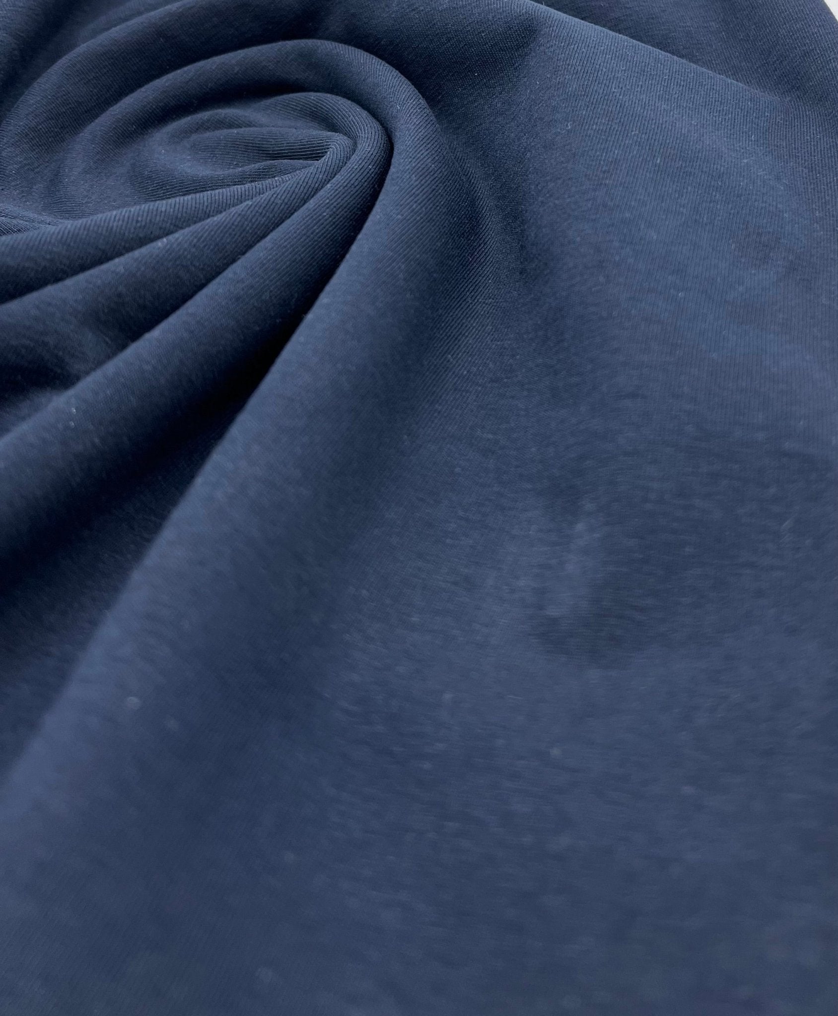 Navy Plain Cotton Stretch Jersey 240 GSM 92/8 Lycra Jersey, 4 Way Stretch, Sold By Metre - T9 Fabrics