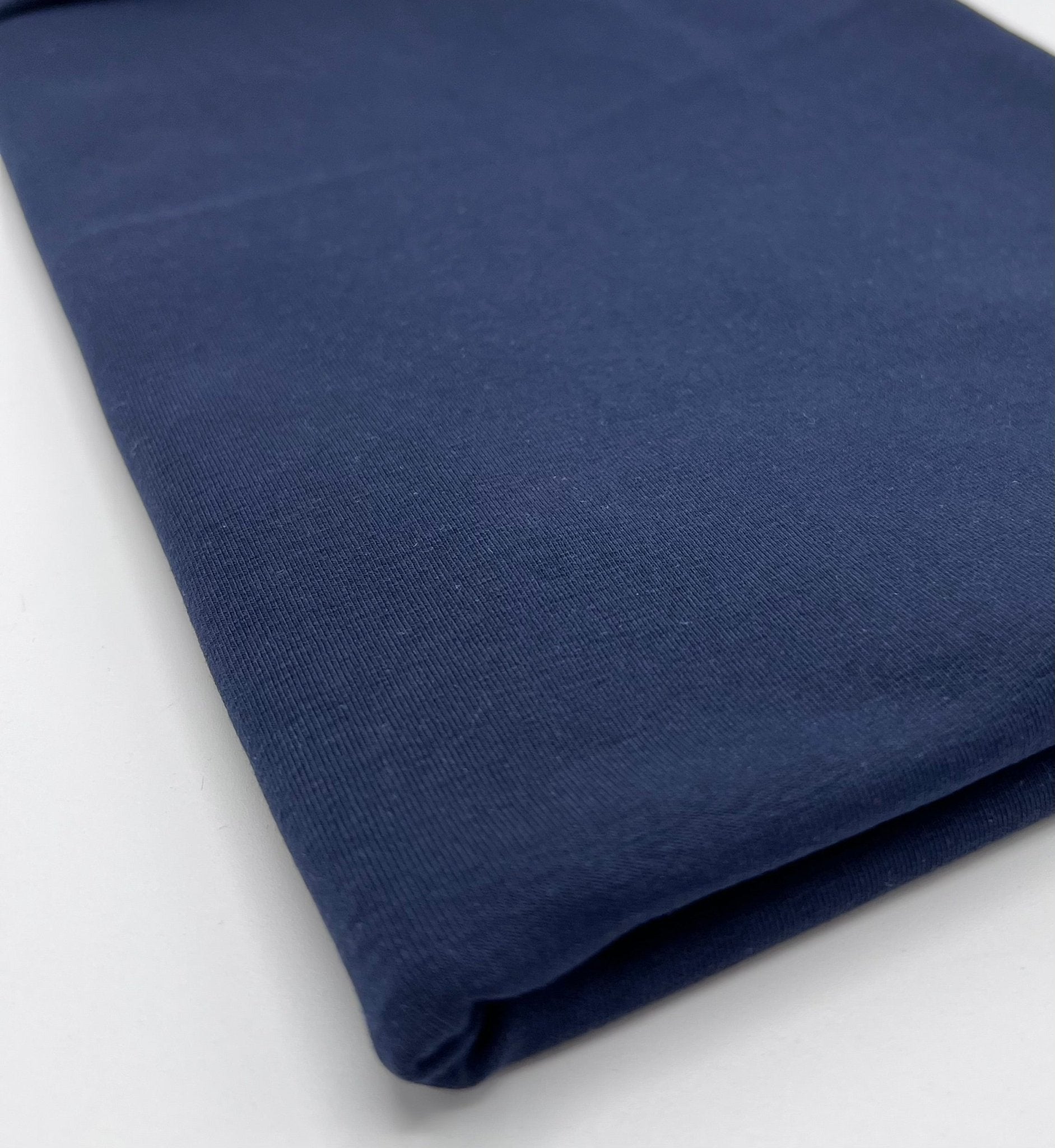 Navy Plain Cotton Stretch Jersey 240 GSM 92/8 Lycra Jersey, 4 Way Stretch, Sold By Metre - T9 Fabrics