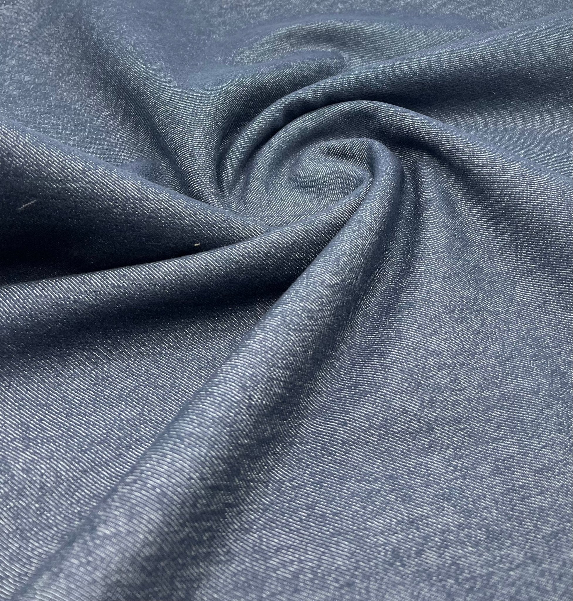 Navy Plain Washed Stretch Denim 280GSM - T9 Fabrics