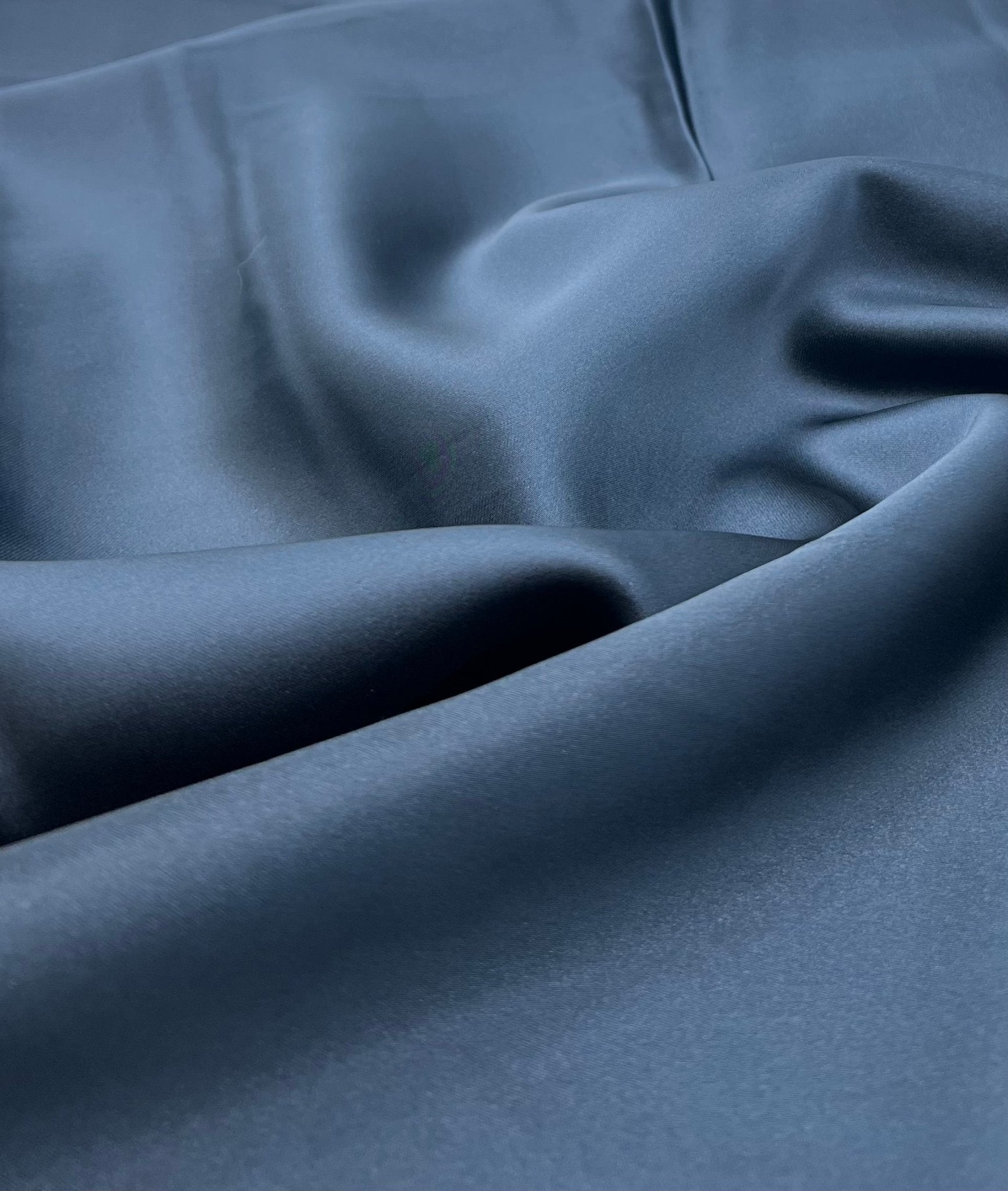 Navy Recycled Satin 160GSM Dress Craft Non Stretch Fabric - T9 Fabrics