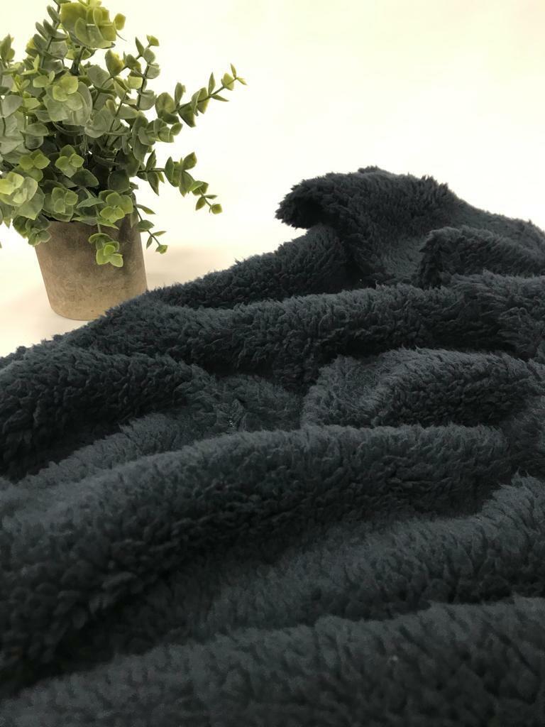 Navy Sherpa Fleece Fluffy Borg Faux Fur Fabric 60" - T9 Fabrics