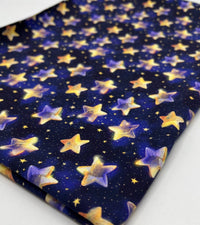 Navy Stars Print Cotton Stretch Jersey 200 GSM 95/5 Lycra 4 Way Stretch - T9 Fabrics