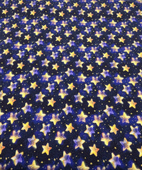 Navy Stars Print Cotton Stretch Jersey 200 GSM 95/5 Lycra 4 Way Stretch - T9 Fabrics