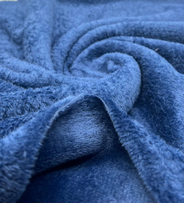 Navy Super Soft Plain Cuddle Fleece Fabric Blanket Loungewear - T9 Fabrics