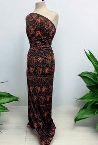 Navy Terracotta Print ITY Fabric 4 Way Stretch - T9 Fabrics