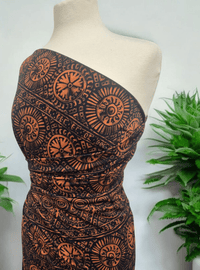 Navy Terracotta Print ITY Fabric 4 Way Stretch - T9 Fabrics