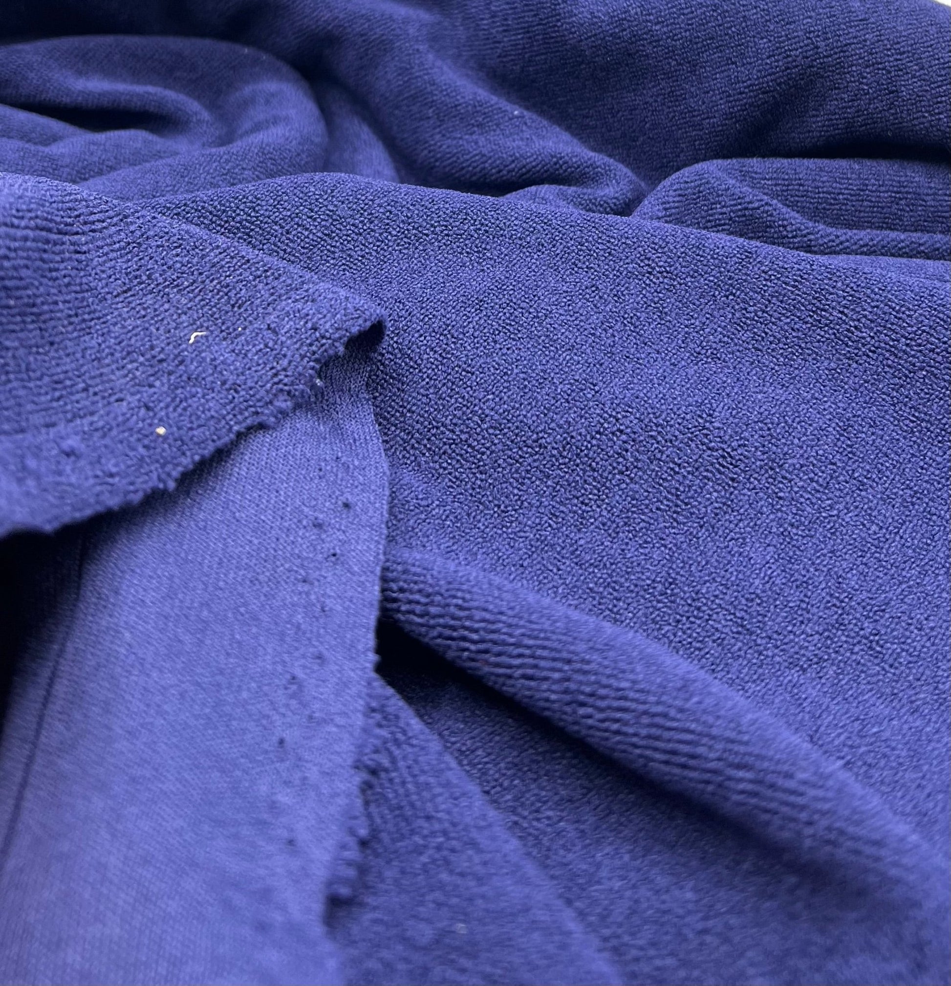 Navy Terry Towelling Polyester Stretch Dress Craft Fabric - T9 Fabrics