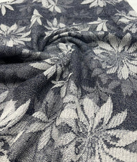 Navy White Floral Mesh Fabric Stretch - T9 Fabrics
