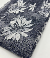 Navy White Floral Mesh Fabric Stretch - T9 Fabrics
