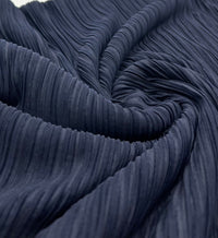 Navy Wide Pleated Plisse Stretch Fabric - T9 Fabrics