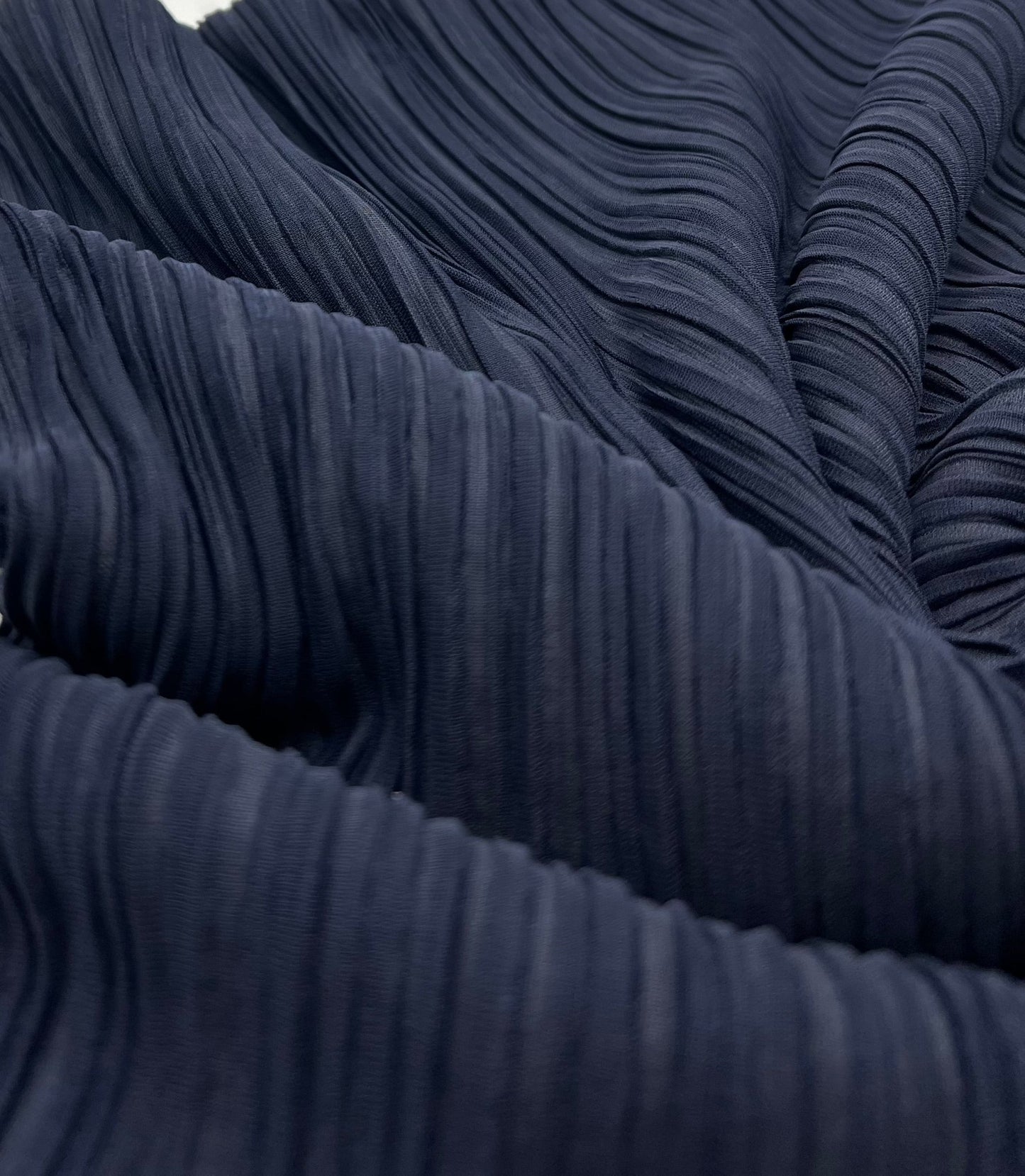 Navy Wide Pleated Plisse Stretch Fabric - T9 Fabrics