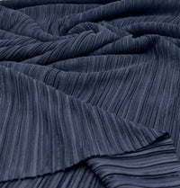 Navy Wide Pleated Plisse Stretch Fabric - T9 Fabrics