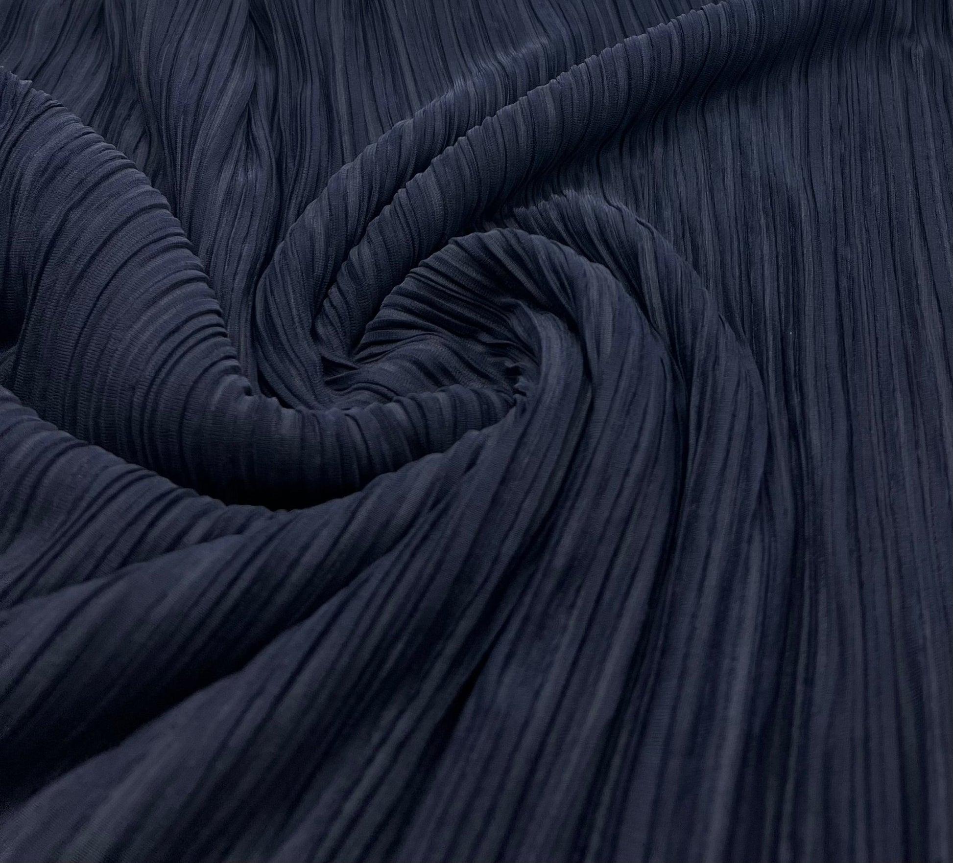 Navy Wide Pleated Plisse Stretch Fabric - T9 Fabrics
