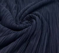 Navy Wide Pleated Plisse Stretch Fabric - T9 Fabrics