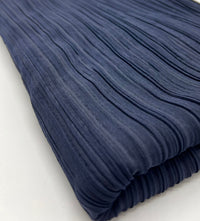 Navy Wide Pleated Plisse Stretch Fabric - T9 Fabrics