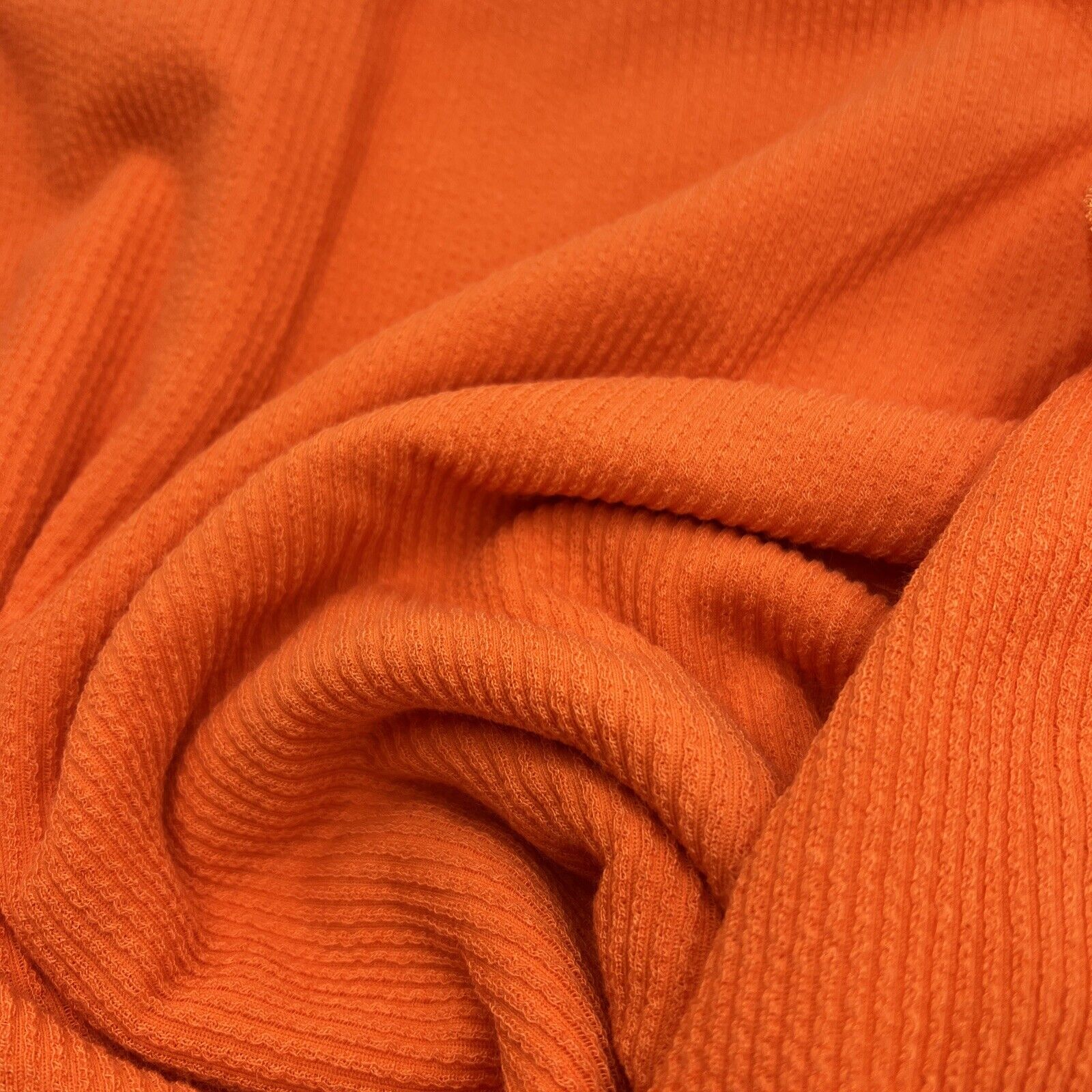 Neon Orange Crinkle Rib Stretch Fabric - T9 Fabrics