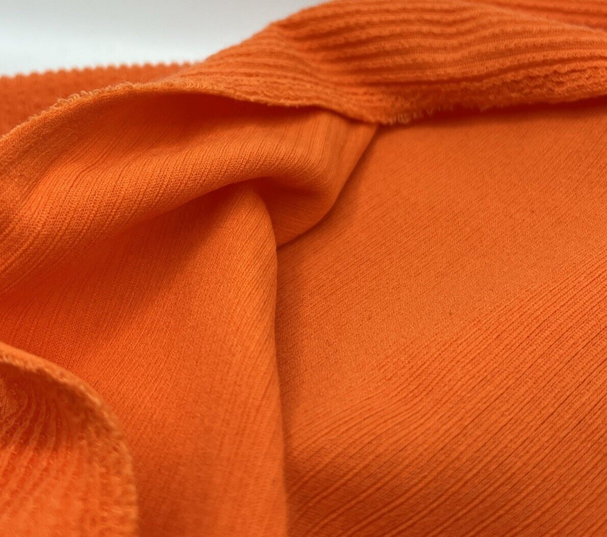 Neon Orange Crinkle Rib Stretch Fabric - T9 Fabrics