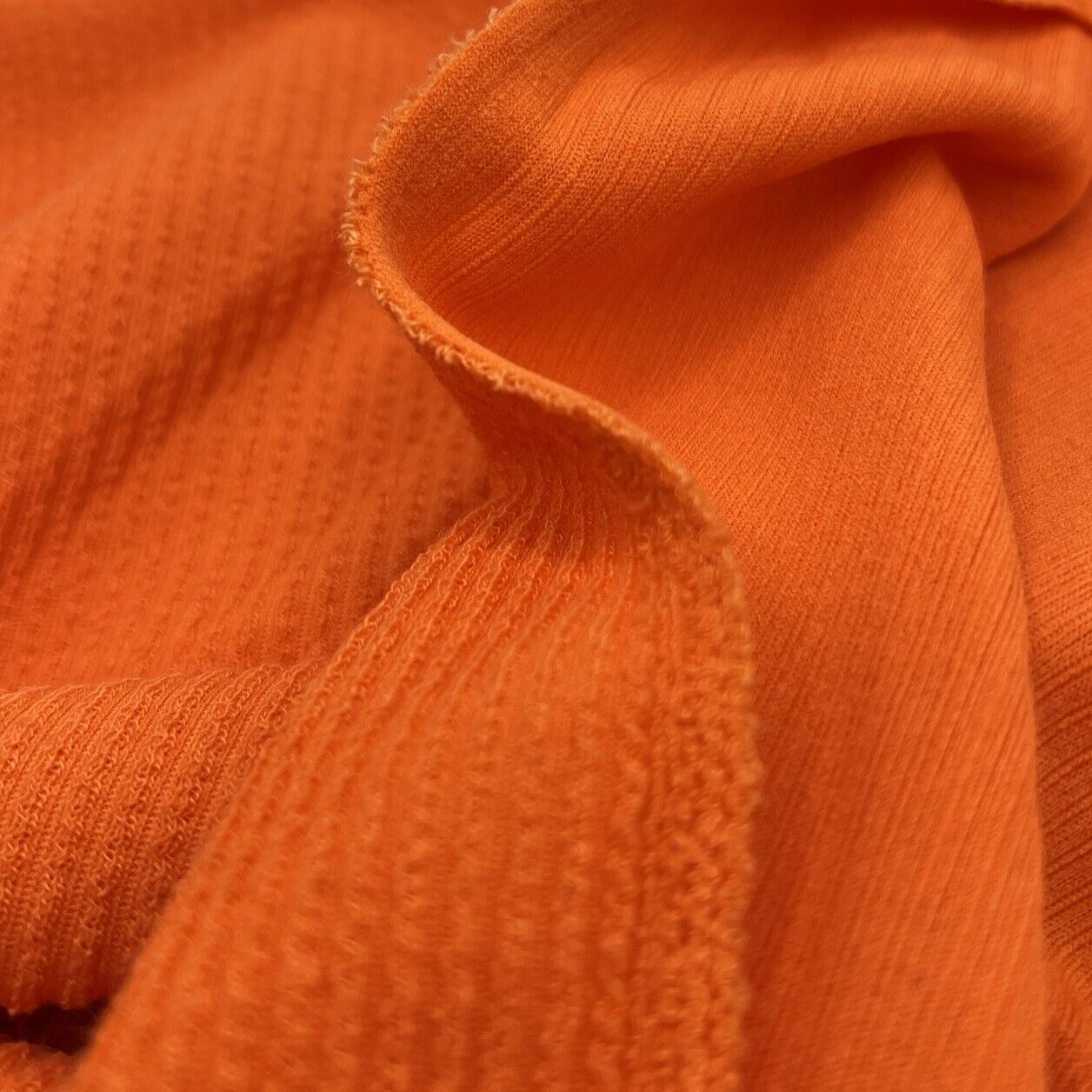 Neon Orange Crinkle Rib Stretch Fabric - T9 Fabrics