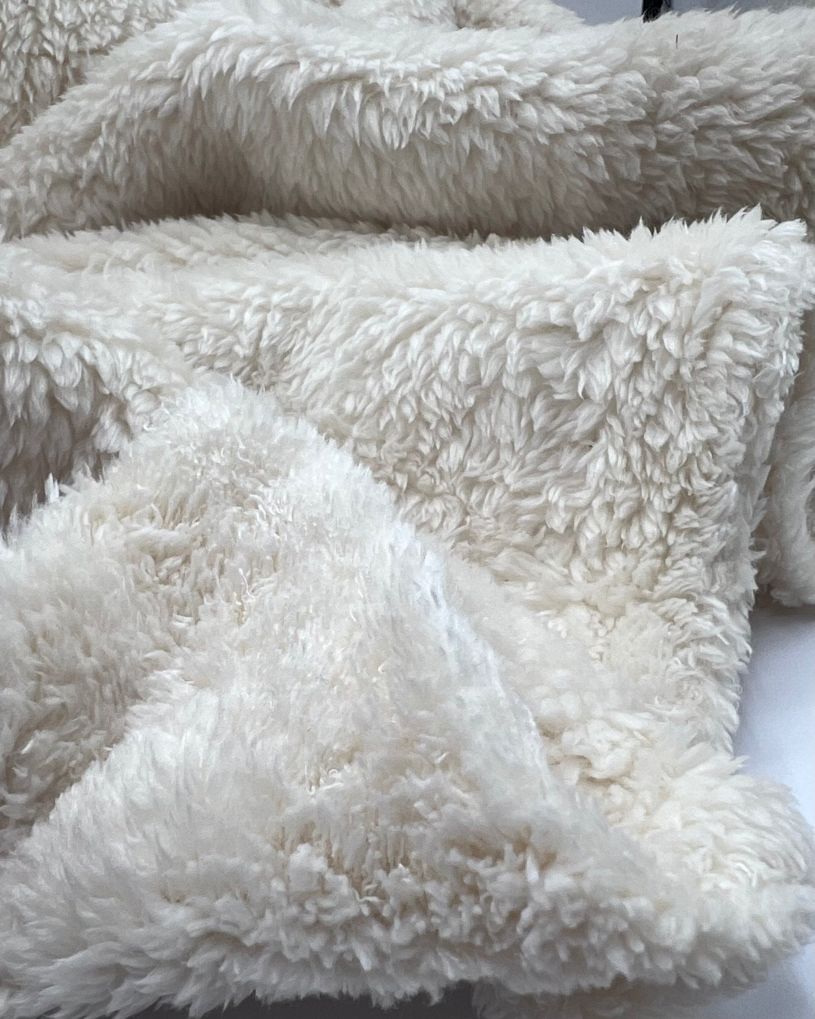 New Cream Double Sided Fluffy Fleece Fabric - T9 Fabrics