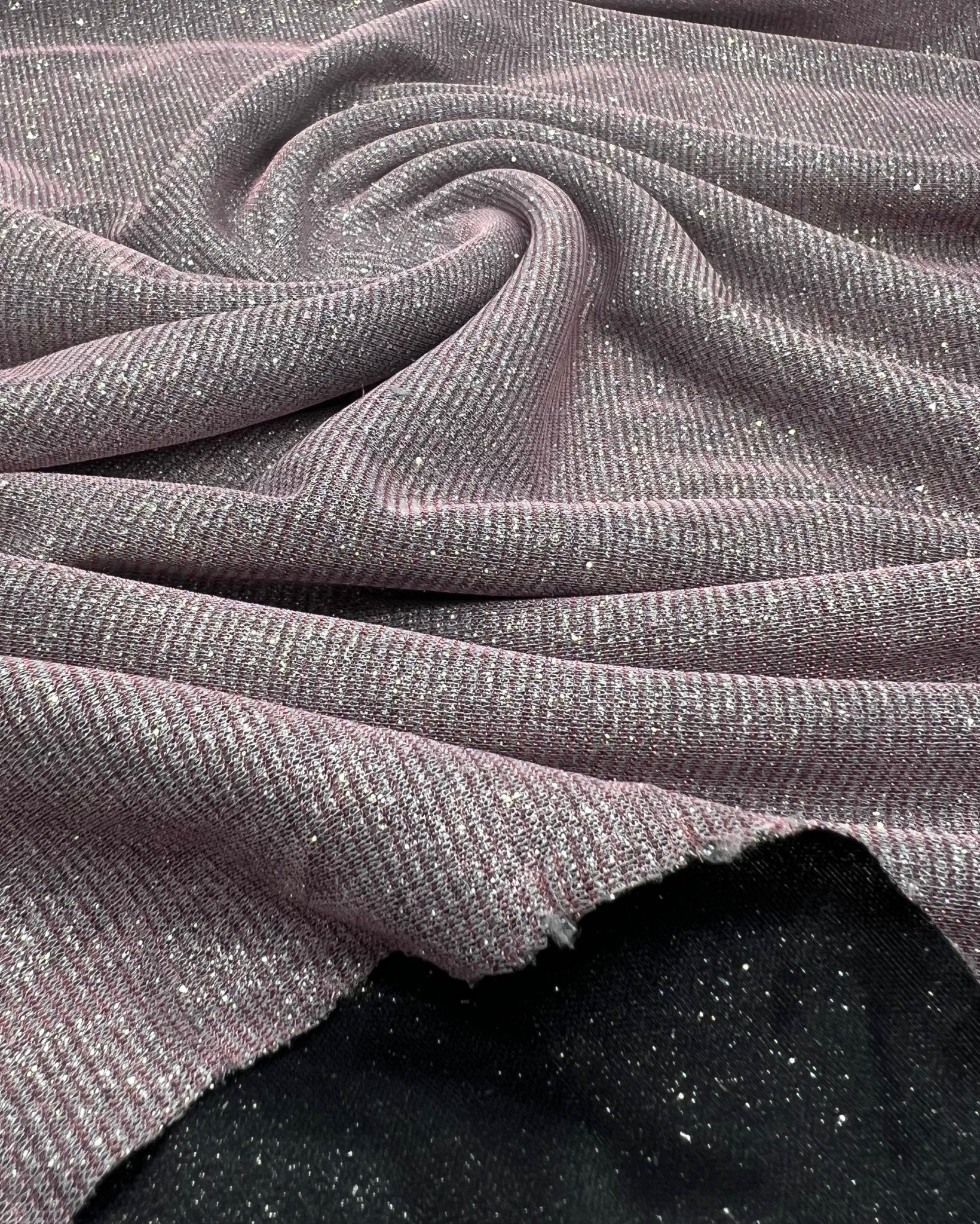 Nude Silver Glitter Detail Sparkle Metallic Stretch Knit Fabric - T9 Fabrics