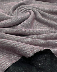 Nude Silver Glitter Detail Sparkle Metallic Stretch Knit Fabric - T9 Fabrics