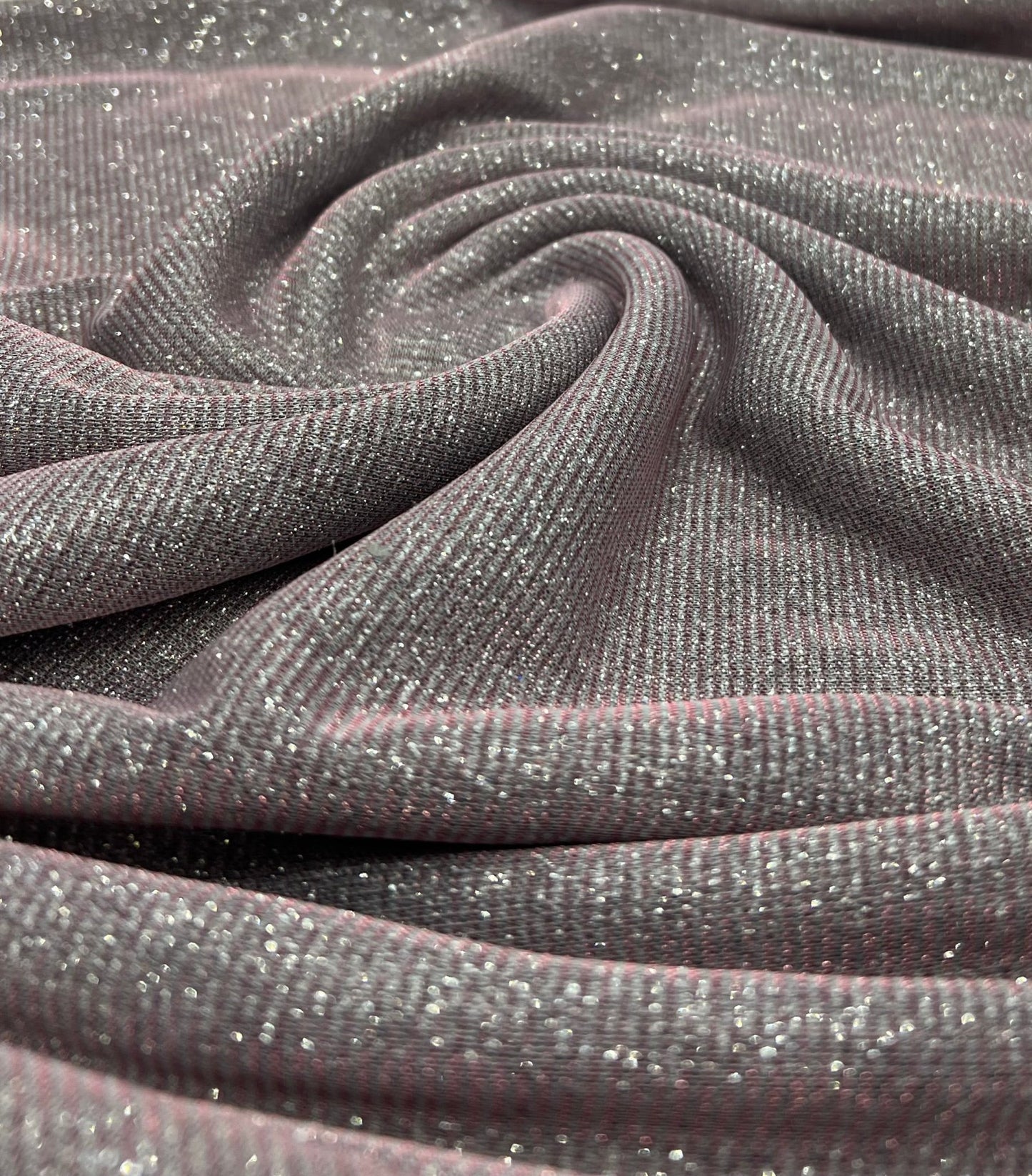 Nude Silver Glitter Detail Sparkle Metallic Stretch Knit Fabric - T9 Fabrics
