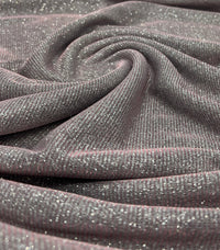 Nude Silver Glitter Detail Sparkle Metallic Stretch Knit Fabric - T9 Fabrics