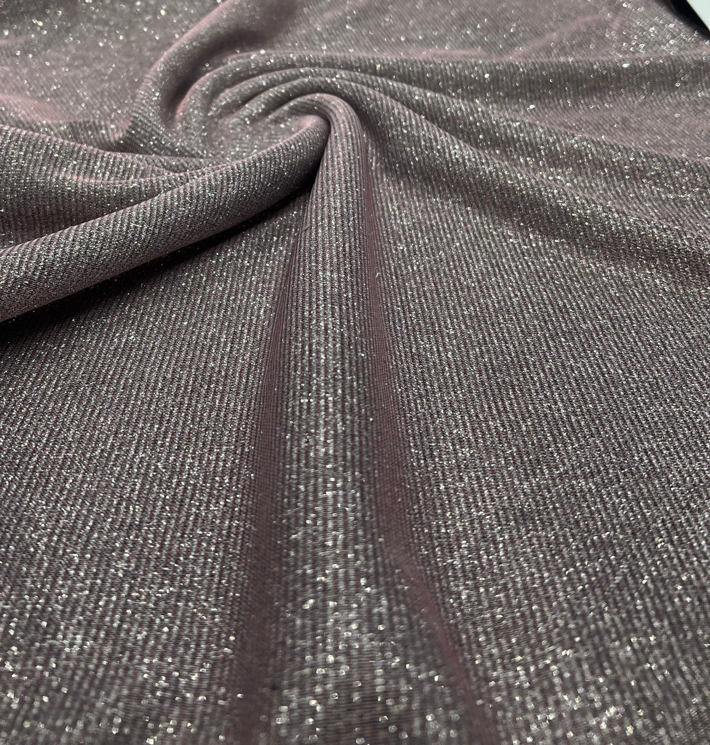Nude Silver Glitter Detail Sparkle Metallic Stretch Knit Fabric - T9 Fabrics