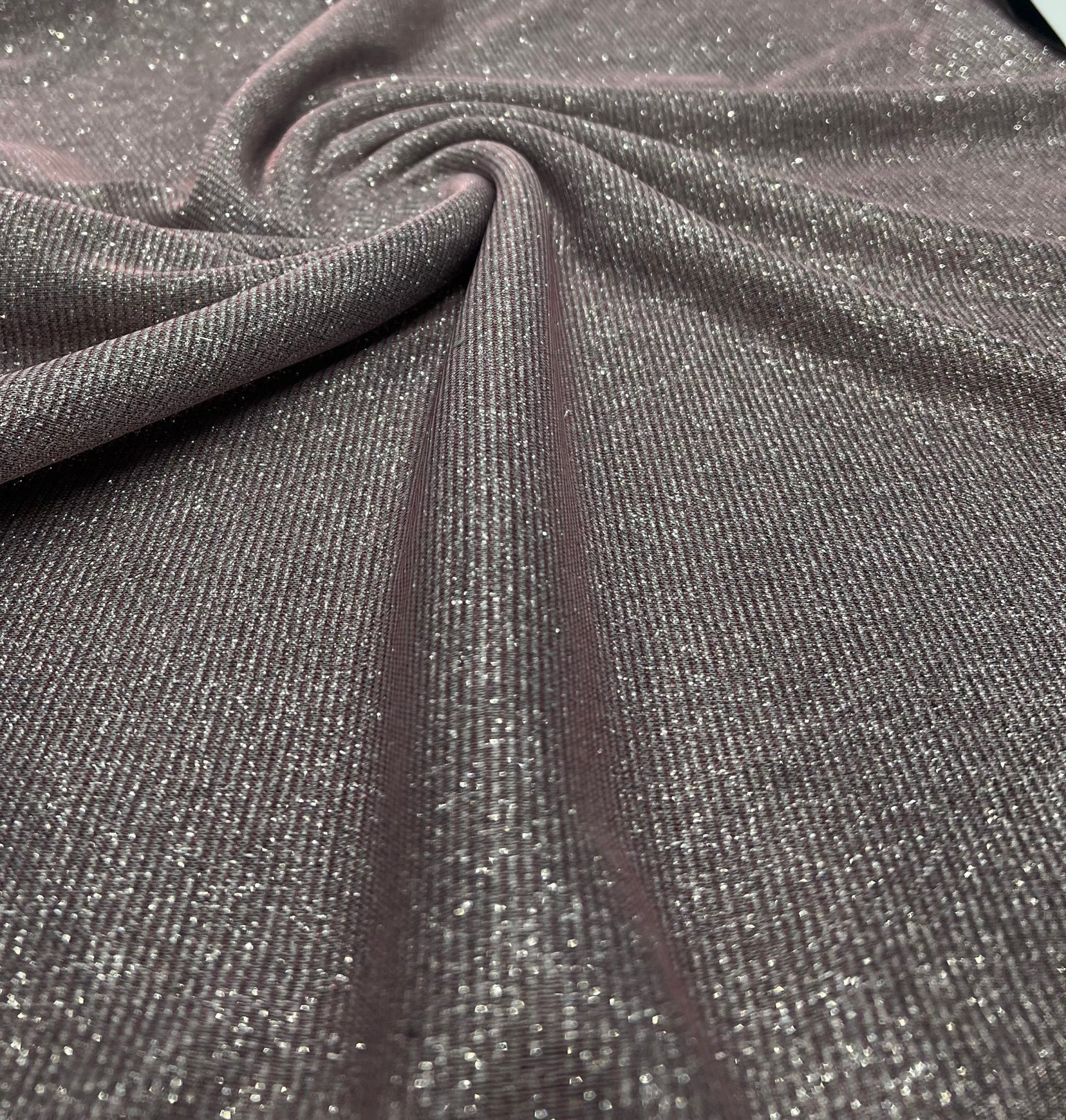 Nude Silver Glitter Detail Sparkle Metallic Stretch Knit Fabric - T9 Fabrics