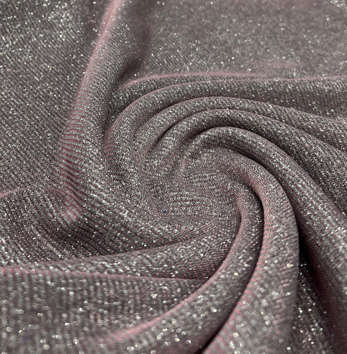 Nude Silver Glitter Detail Sparkle Metallic Stretch Knit Fabric - T9 Fabrics