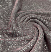 Nude Silver Glitter Detail Sparkle Metallic Stretch Knit Fabric - T9 Fabrics
