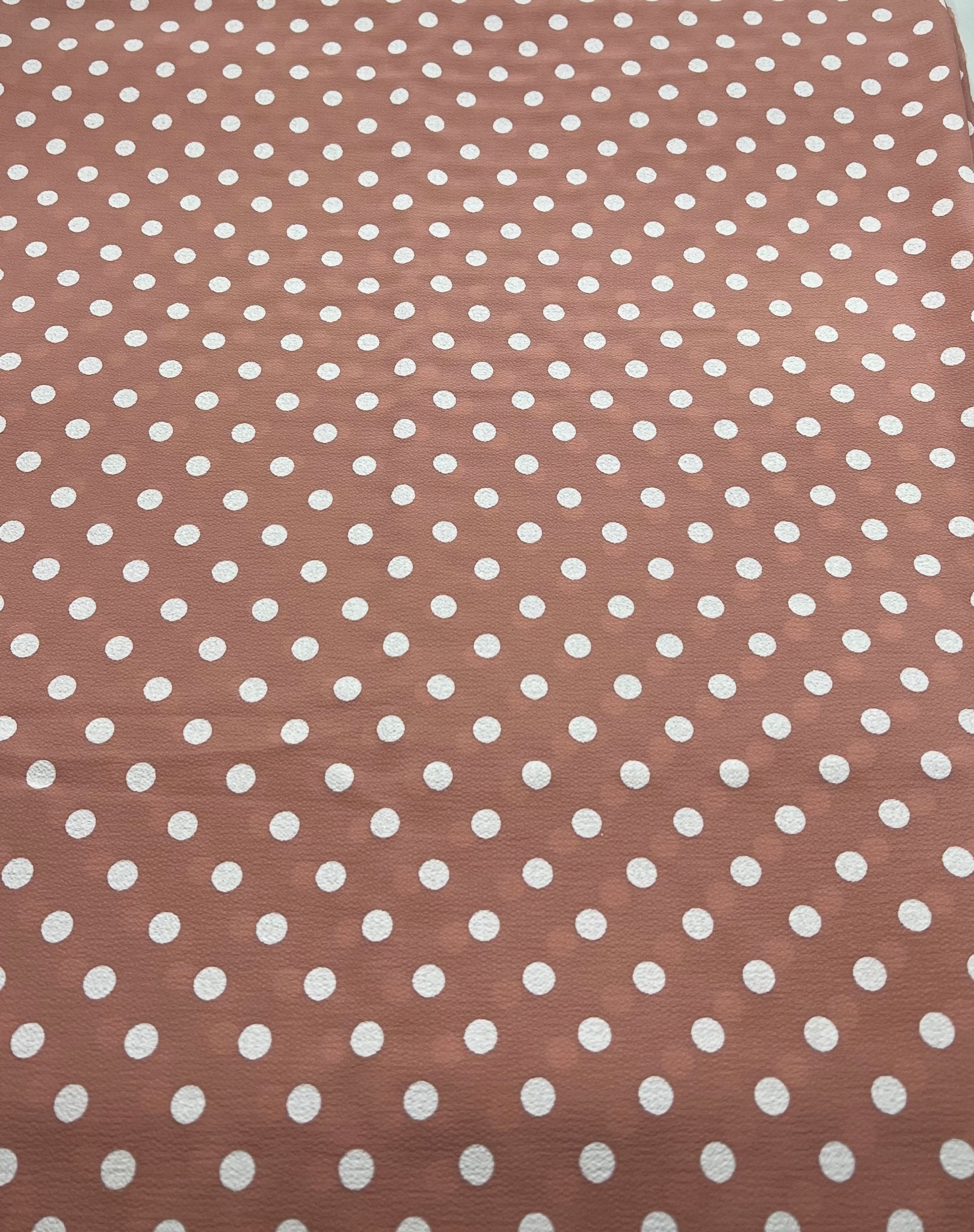 Nude White Polka Dot Print Lightweight Bubble Crepe Fabric - T9 Fabrics