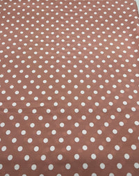 Nude White Polka Dot Print Lightweight Bubble Crepe Fabric - T9 Fabrics